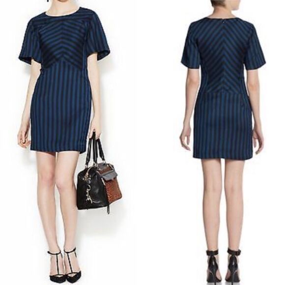 Rebecca minkoff short sleeve vertical stripe dress - Picture 1 of 8